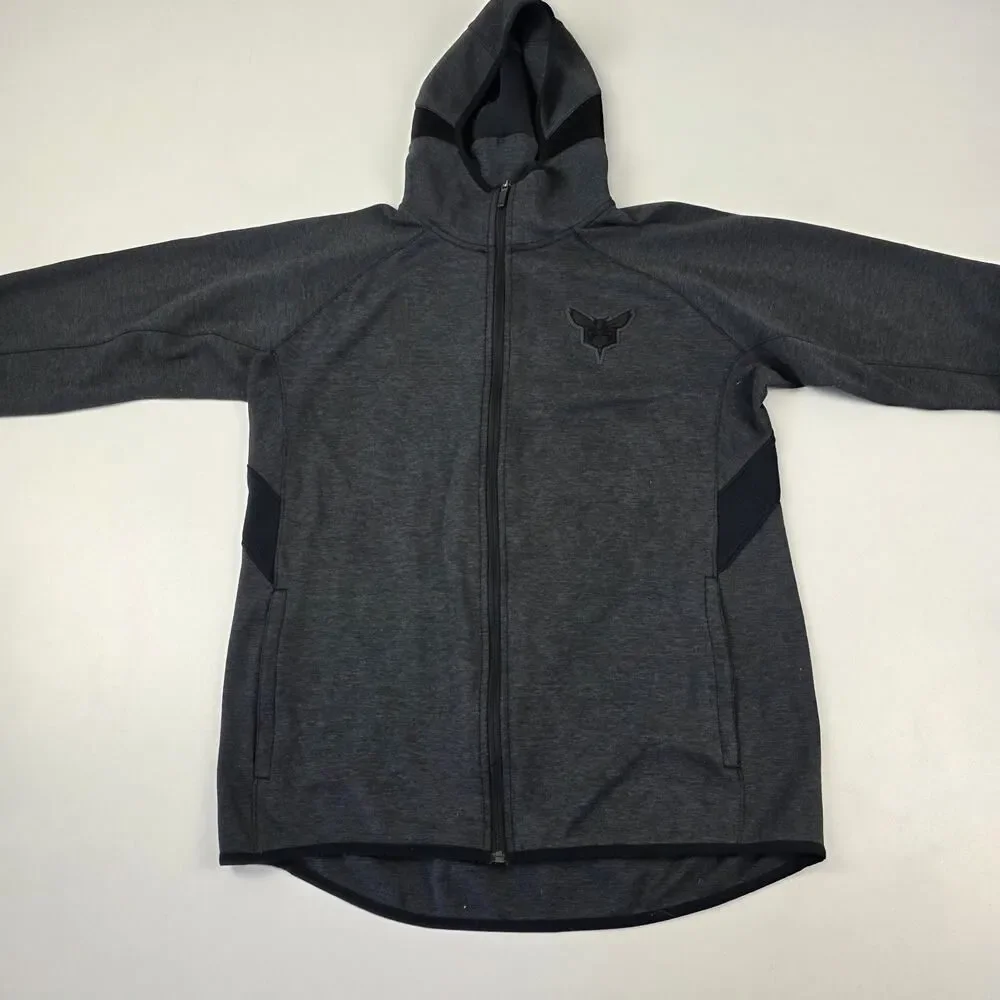 NBA Charlotte Hornets Basketball Full Zip Hoodie Gray W/Pockets Size Medium Tall